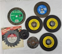 Many saw blades and grinding wheels