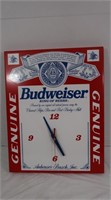 Vintage Budweiser Metal Clock-19 3/8"x15 3/8"