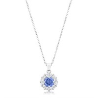 Round 3.28ct Tanzanite & White Topaz Halo Necklace