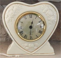 Lot #2081 - Lenox porcelain heart dresser clock