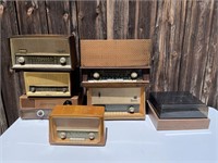 Assortment of Vintage Radios and Turntable