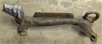 (O) Cast iron Dachshund boot scraper. 22" long.