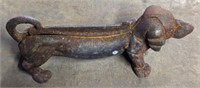 (O) Cast iron Dachshund boot scraper. 14" long.