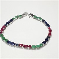 $1000 Silver Ruby,Emerald,Sapp(11.33ct) Bracelet