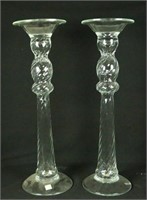 PAIR OF ABIGAILS GLASS CANDLESTICKS