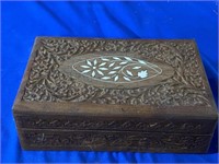 Vintage Wood Carved Trinket Box