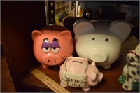 Three Ceramic Piggy Banks: Patrick, Harley Fund