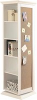 Swivel Accent Cabinet with Cork Board White