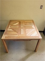 Reclaimed wood kitchen table with "Love knot"