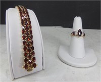Genuine Garnet ring & Bracelet