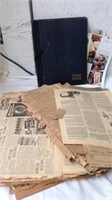 Large group of vintage newspapers and clippings