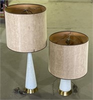 (H) Mid Century Glass Table Lamps 36in h and 25
