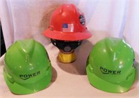 3 construction hard hats