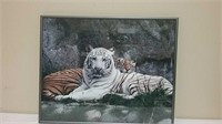 Framed Wall Picture Cuddly Tigers 20" X 16"