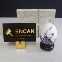 Chinese Export. Hand Painted Egg, Red Bird and