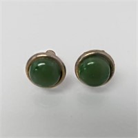 Jade Dome Stud Pierced Earrings