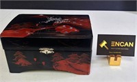 Vintage Japanese Jewelry Box, Black Lacquer M