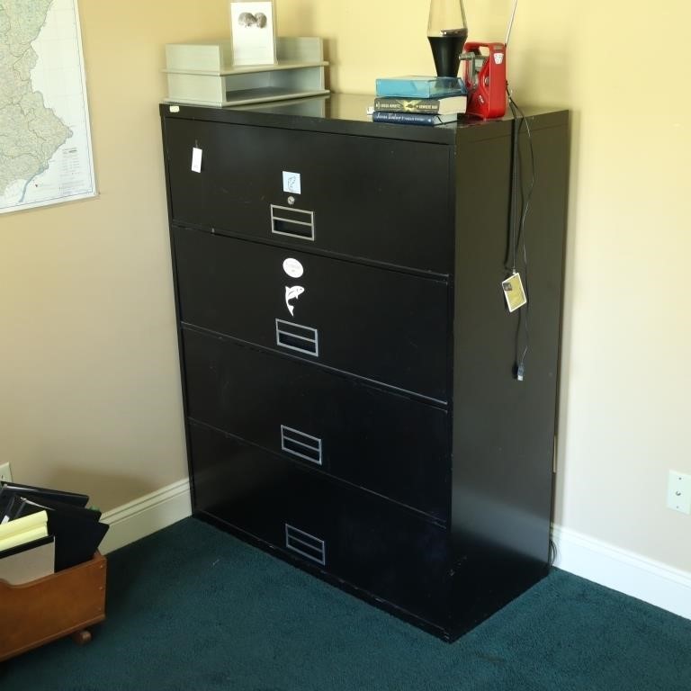 Black metal file cabinet