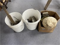 2 Buckets w/Hand Tools - Box w/Saw Blades