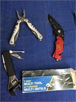 Seven way multi tool, folding pocket knife,