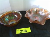 (2) Iredescent Carnival Glass Bowls