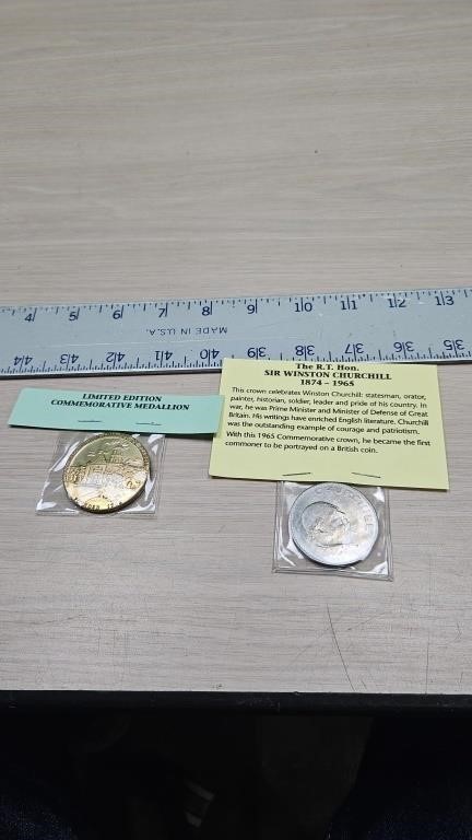 Churchill coin and commemorative medallion