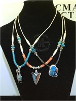 3- Southwest style necklaces, w/ arrowhead, bear