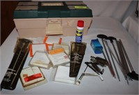 Plastic Tool Box w/ Gun Cleaning Tools & Supplies:
