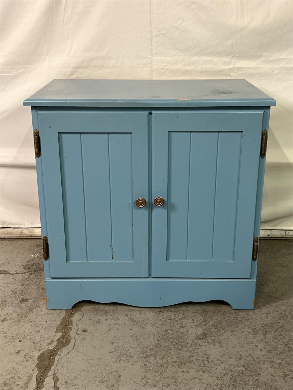 Wooden Two Door Cabinet Painted Blue