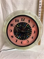 Retro Wall Clock w/ Colored Wheel, 16” Diameter,
