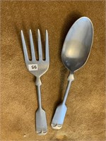 VERY LARGE PEWTER FORK AND SPOON FREEPORT PA