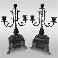 Pair Of 19th C Candelabras From Clock Set