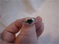Ornate 925 Heart Ring Size 8&3/4