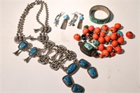 TURQUOISE AND SILVER COSTUME JEWELRY