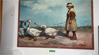 Girl with Geese Picture  37x25