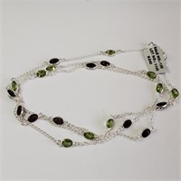 $480 Silver Peridot Smokey Quartz Necklace