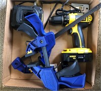 Dewalt drill w/charger / Irwin quick grip clamps