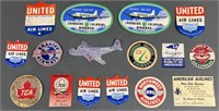 16pc 1930s-40s Airline Company Labels & Tags