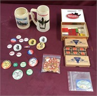 Vintage Presidential Buttons, Matches, Mugs & More