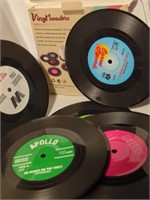 NEW IN BOX 6 PC retro vinyl record coaster set!