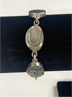 925 Sterling Silver bracelet Abalone? Oval links,