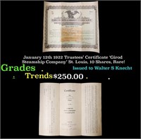 January 12th 1922 Trustees' Certificate 'Girod Ste