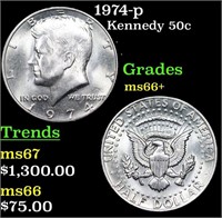 1974-p Kennedy Half Dollar 50c Grades GEM++ Unc