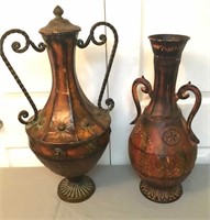 Lot Of 2 Metal Urn Decorative Vases