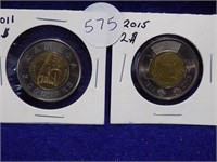 2 Specialty Toonies-2011 & 2015