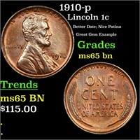 1910-s Lincoln Cent 1c Grades GEM Unc BN
