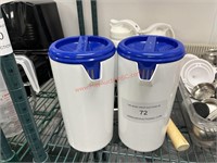 (2) WHITE PLASTIC PITCHERS