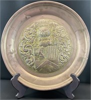 Large Copper Brass Heraldic Crest Plate