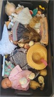 Tote of dolls & accessories