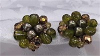 Vintage West German green clip-on earrings